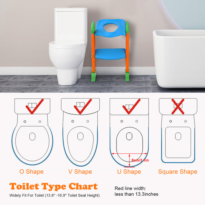Potty Training Toilet Seat Steps Stool Ladder For Children Baby Foldable Splash Guard Toilet Trainer 132LBS Max Load Image 7
