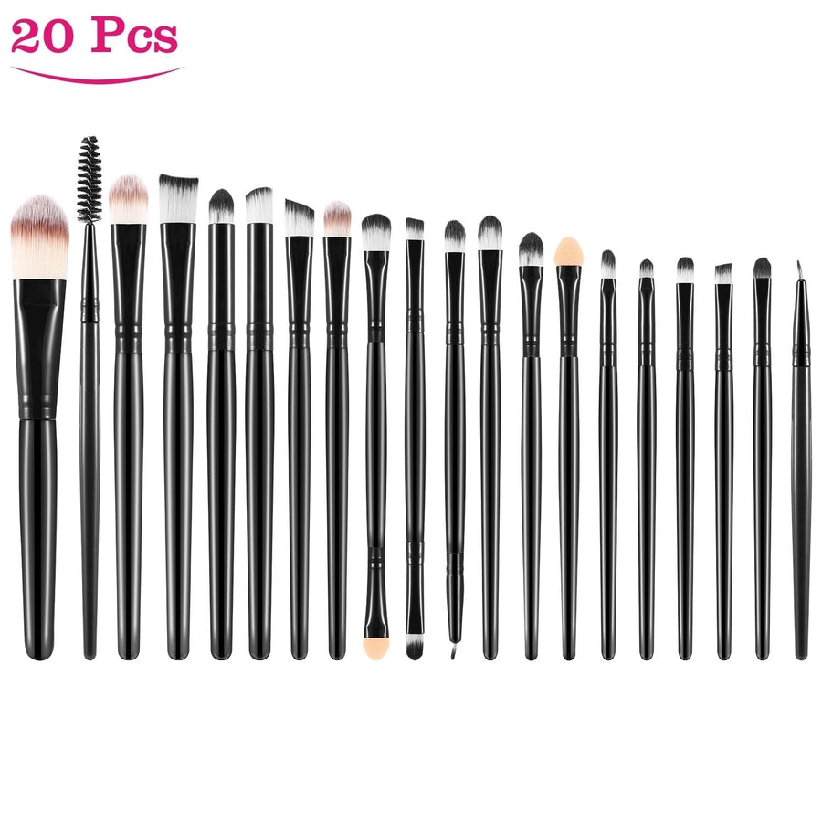 20Pcs Makeup Brush Set Cruelty-Free Synthetic Fiber Travel Size Black Brushes Image 1