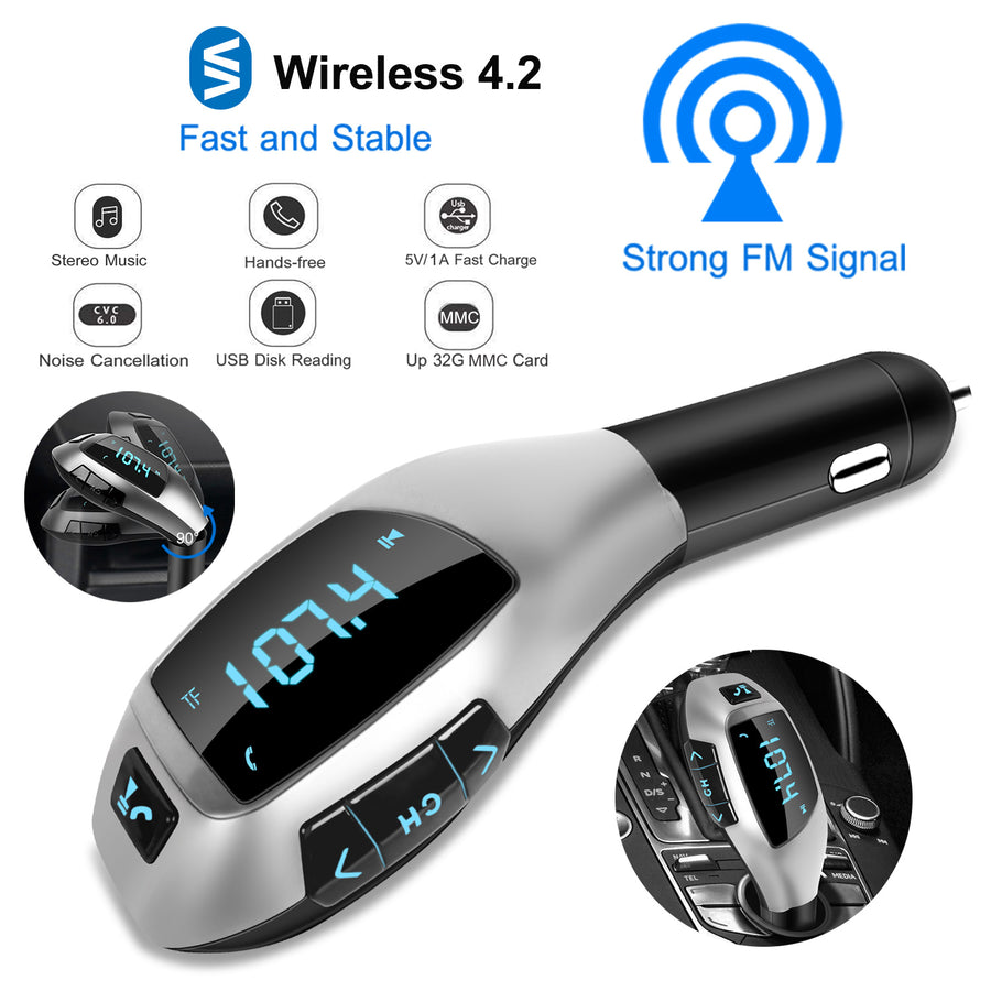 Car FM Wireless Transmitter USB Charge Handsfree Call MP3 Player Supports U Disk TF Card Reading Image 1