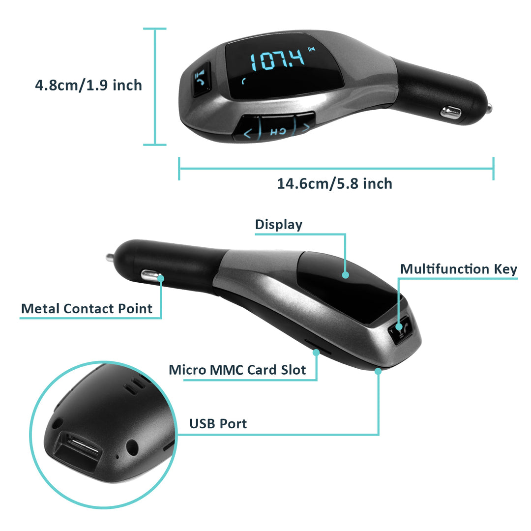 Car FM Wireless Transmitter USB Charge Handsfree Call MP3 Player Supports U Disk TF Card Reading Image 9