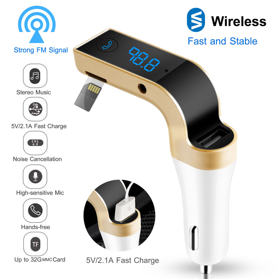 Car Wireless FM Transmitter USB Charger Handsfree Call MP3 Player TF Card Reading Image 1