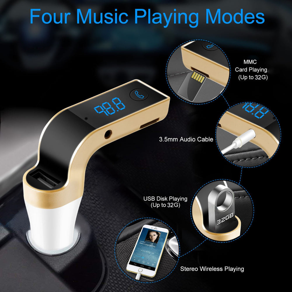 Car Wireless FM Transmitter USB Charger Handsfree Call MP3 Player TF Card Reading Image 2