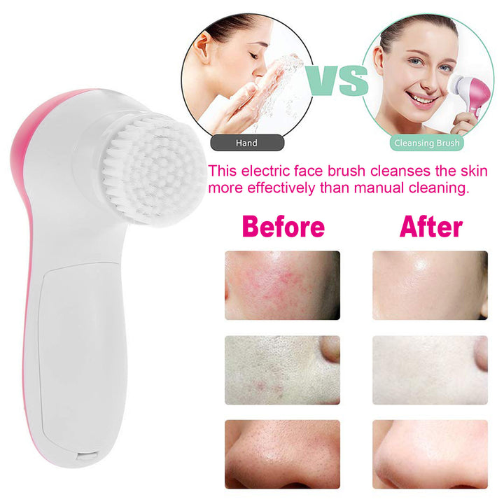 Facial Cleansing Brush Waterproof Face Spin Cleaning Brush with 5 Brush Heads Deep Cleansing Body Facial Brush Set Image 3