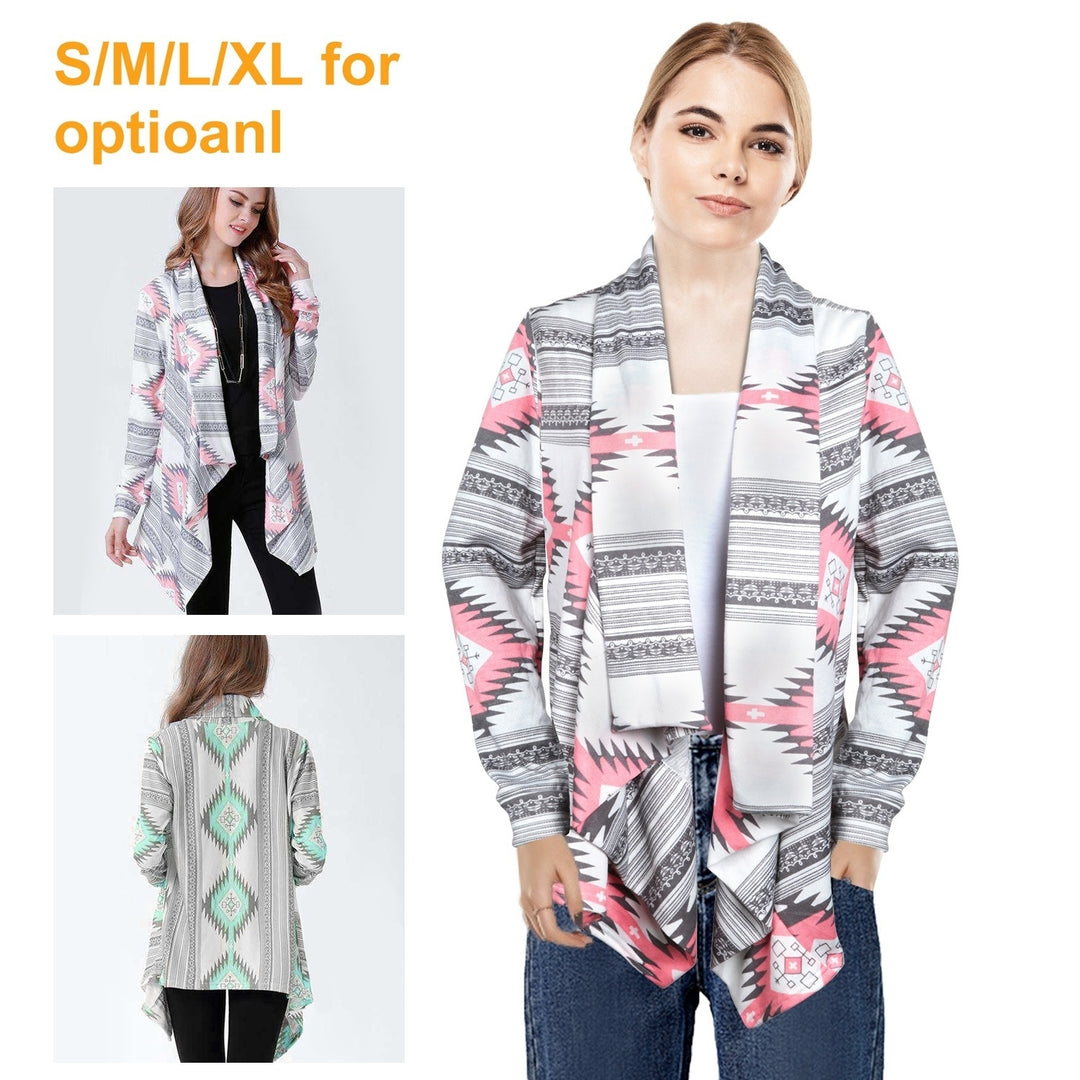 Women Open Front Cardigan Long Sleeve Shawl Neck Breathable Cardigan Well Collection Image 1