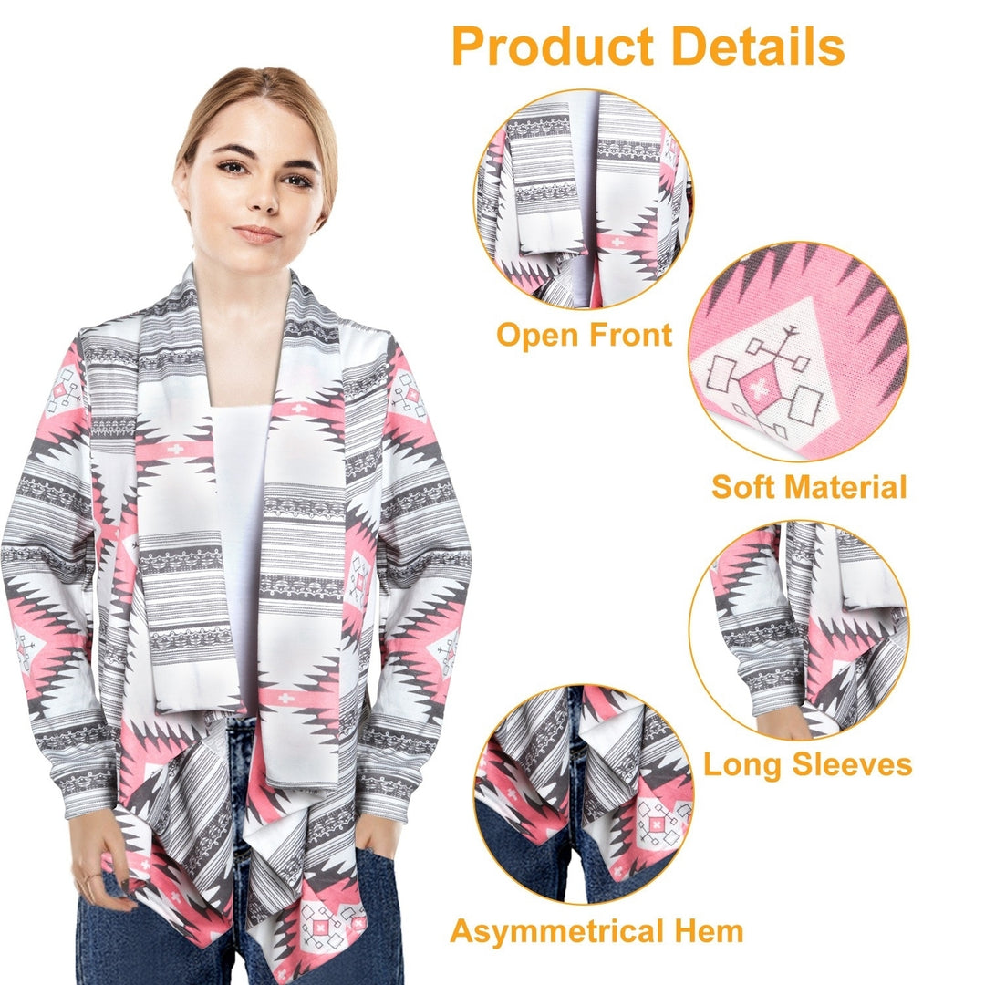 Women Open Front Cardigan Long Sleeve Shawl Neck Breathable Cardigan Well Collection Image 2