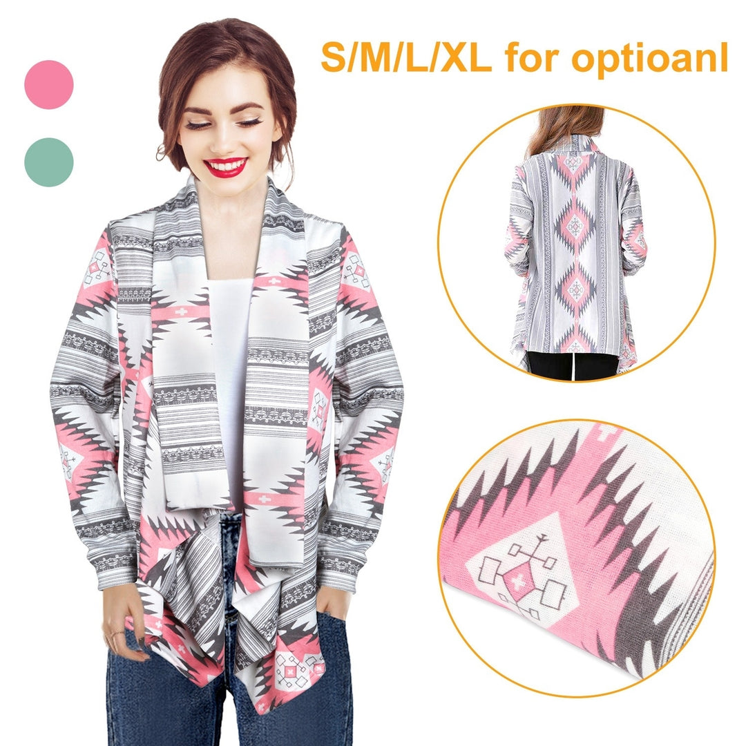 Women Open Front Cardigan Long Sleeve Shawl Neck Breathable Cardigan Well Collection Image 3