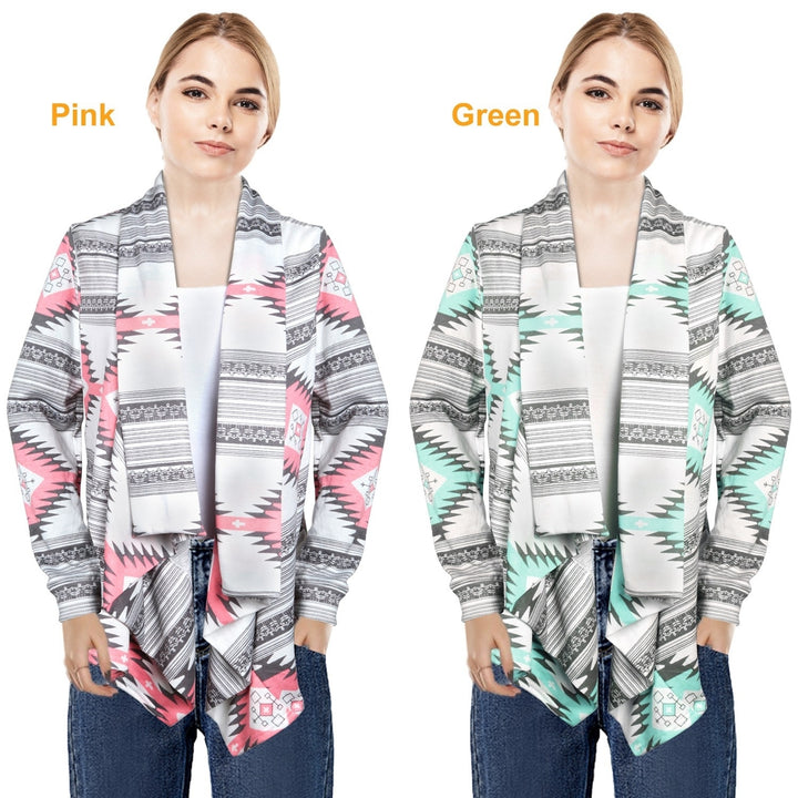 Women Open Front Cardigan Long Sleeve Shawl Neck Breathable Cardigan Well Collection Image 4