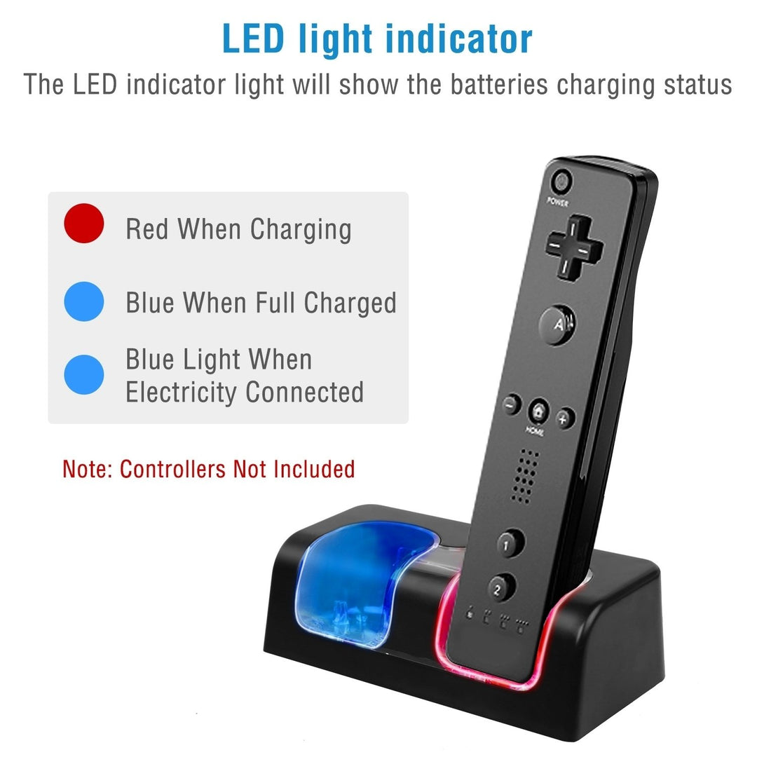 Wii Remote Controller Charger Dock Dual Charge Station 2800mAh Rechargeable Batteries Image 2