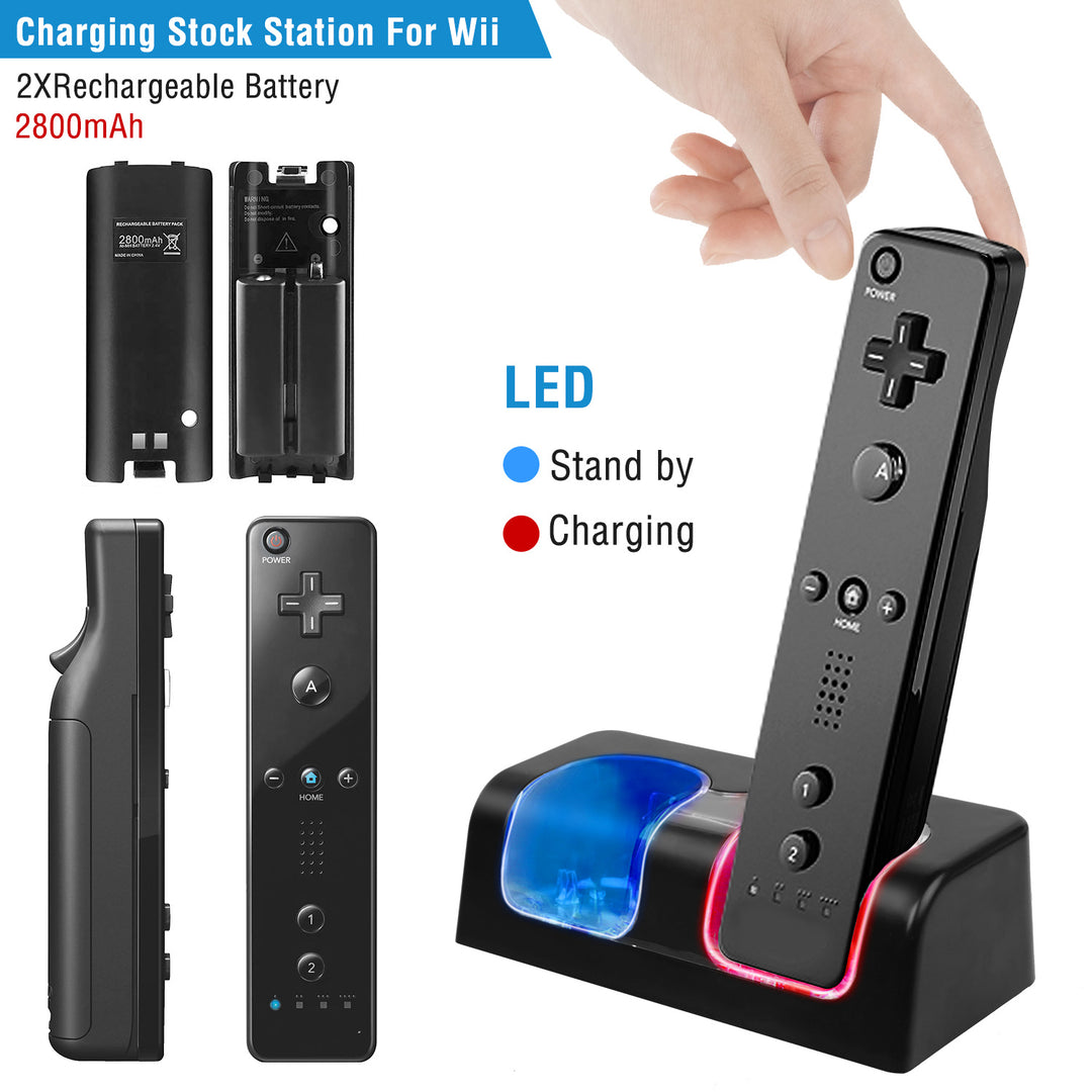 Wii Remote Controller Charger Dock Dual Charge Station 2800mAh Rechargeable Batteries Image 9