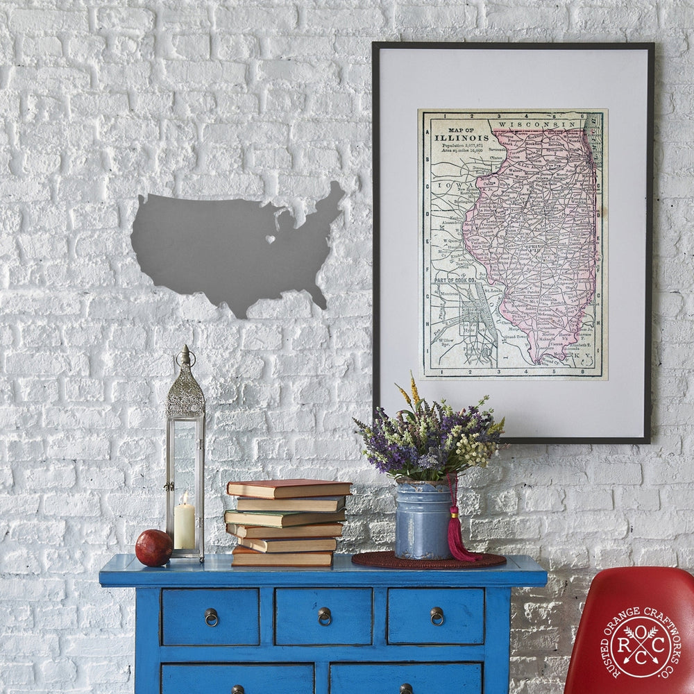 12" USA Maps with Personalized State Hearts - America Map Decorations Image 2