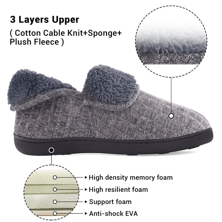Mens Fuzzy Slippers Boots Memory Foam Booties Comfy House Shoes Indoor Outdoor Image 12