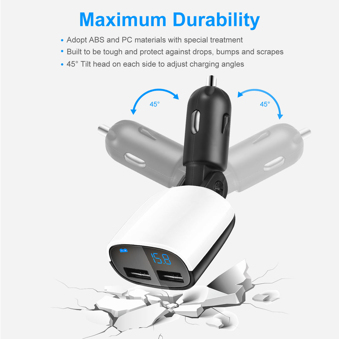 Dual USB Car Charger 17W 3.4A Phone Tablet Cigarette Lighter Charger USB Charging Adapter Image 4