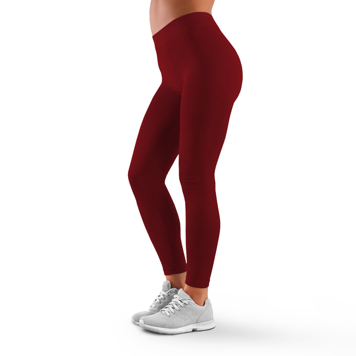 Ultra-Soft High Waisted Capri Leggings 3-Pack Burgundy Red Green Plus Size Image 4