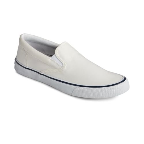 Sperry Mens Striper II Slip On Sneaker Salt Washed White - STS22404  SW WHITE Image 1