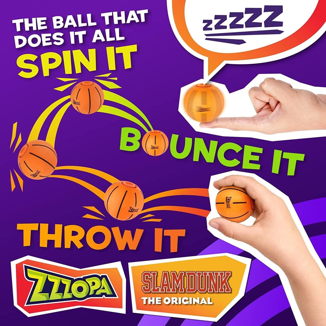 ZZZOPA SlamDunk Fidget Stress Ball Mini Basketball Toy PMI International Spin Bounce Image 2