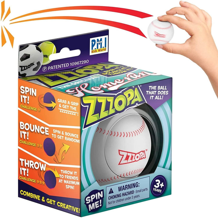 Original ZZZOPA Homerun Fidget Stress Ball Mini Baseball Spin Bounce Toy PMI International Image 1