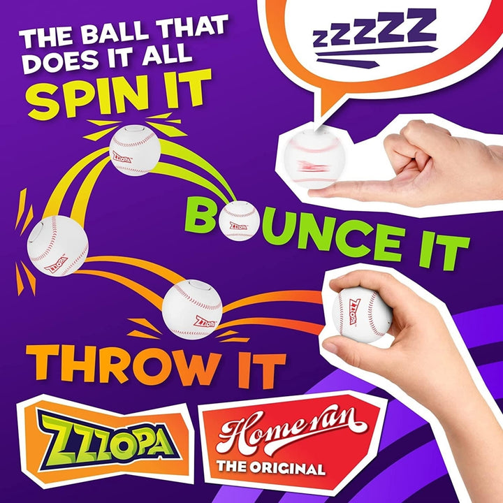 Original ZZZOPA Homerun Fidget Stress Ball Mini Baseball Spin Bounce Toy PMI International Image 2