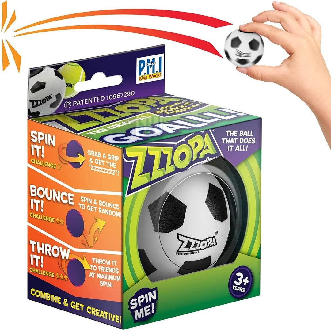 Original ZZZOPA Fidget Stress Ball Mini Soccer Spin Bounce Toy PMI International Image 1