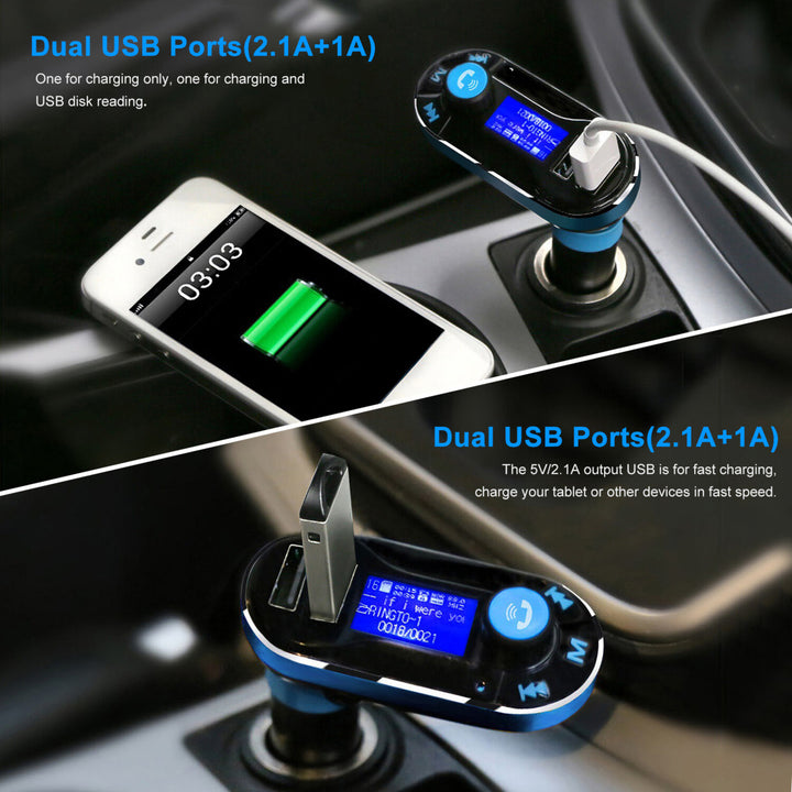 Car Wireless Transmitter Dual USB Charger Handsfree Call MP3 Player Aux In LED Display Remote Controller Image 3