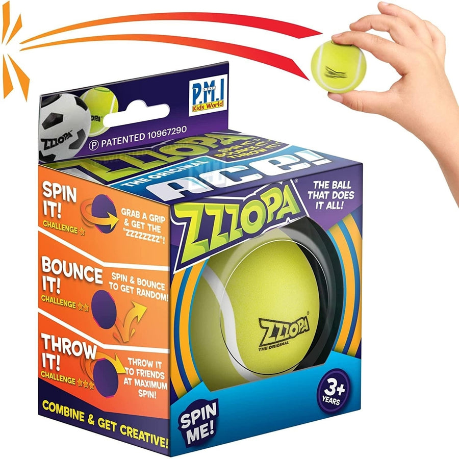 ZZZOPA Ace Fidget Stress Ball Mini Tennis Toy PMI International Spin Bounce Image 1