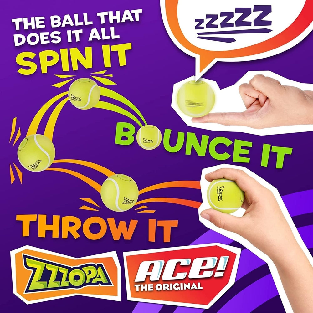 ZZZOPA Ace Fidget Stress Ball Mini Tennis Toy PMI International Spin Bounce Image 2