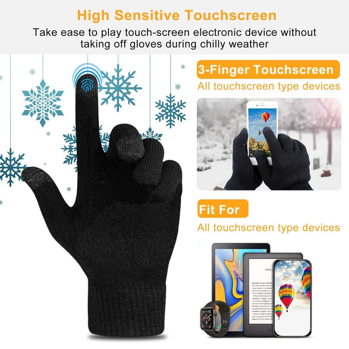 Unisex Winter Knit Gloves Touchscreen Outdoor Windproof Cycling Skiing Warm Gloves Image 3