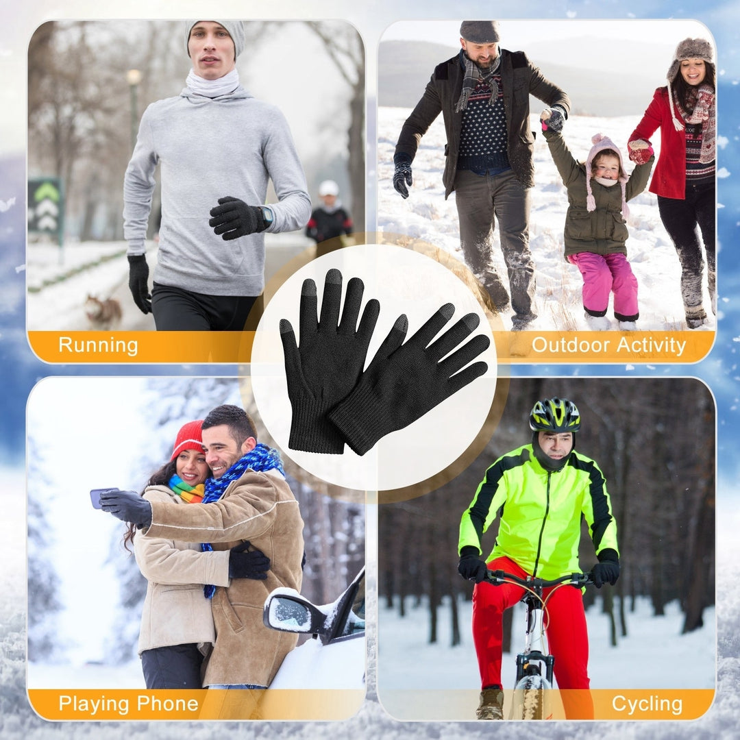 Unisex Winter Knit Gloves Touchscreen Outdoor Windproof Cycling Skiing Warm Gloves Image 4