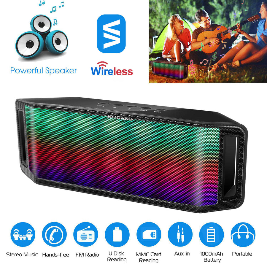 LED Wireless Speaker Dynamic Multicolor Handsfree FM Radio USB MMC Reading Aux In for Party Camping Travel Image 1