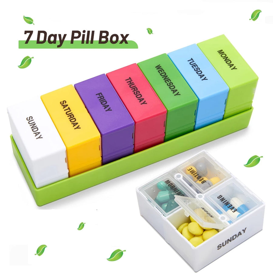 MEDca Large Weekly Pill Organizer Box - 7 Day Week Pill Planner Organizers with 4 Times a Day Daily Compartments Image 1
