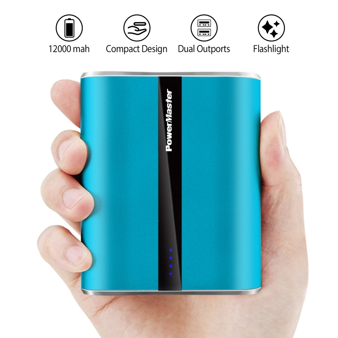 12000mAh Portable Charger Dual USB Power Bank Compact External Battery Black Image 1