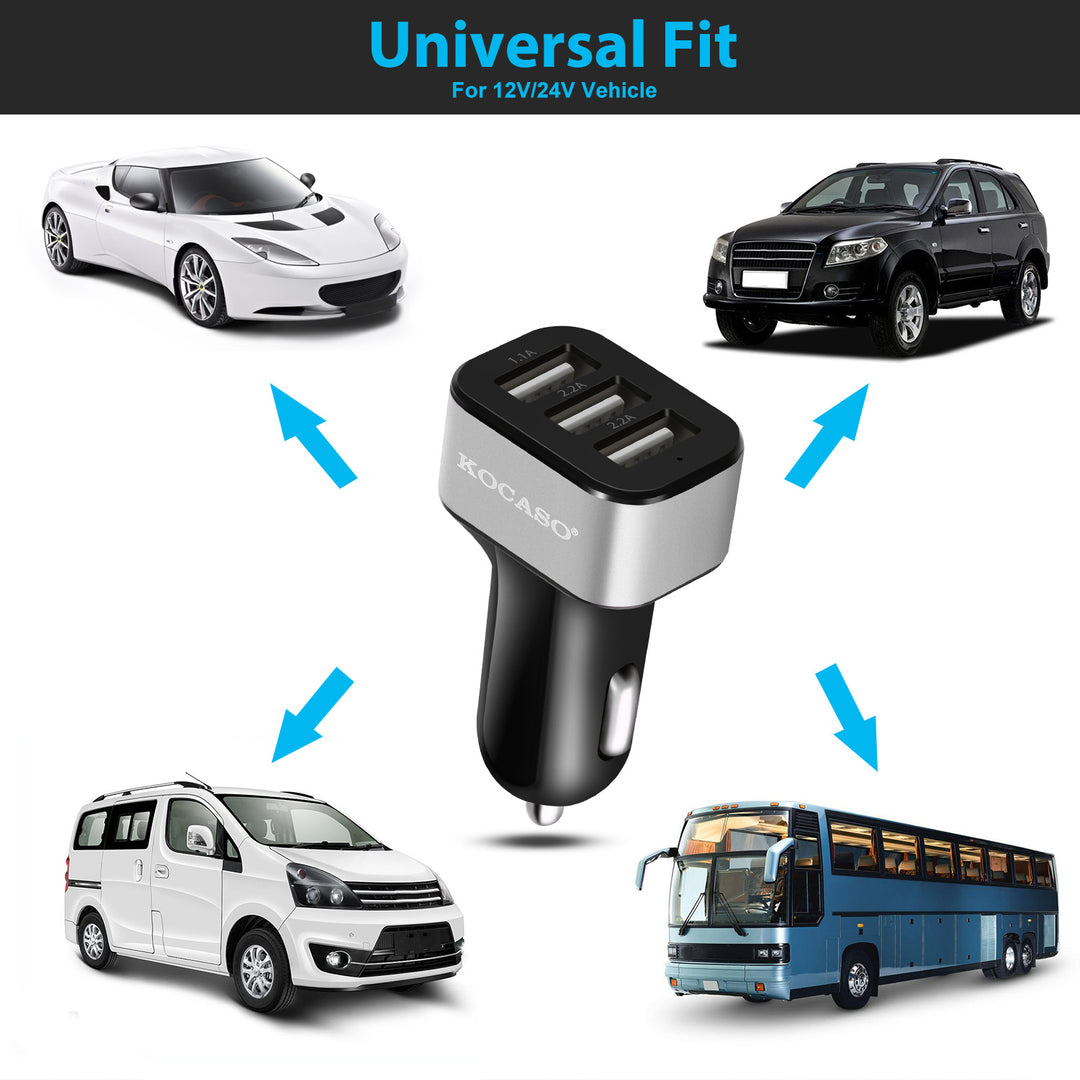 USB Car Charger 30W 5.5A 3 USB Port Cigarette Lighter Charger Adapter Image 3