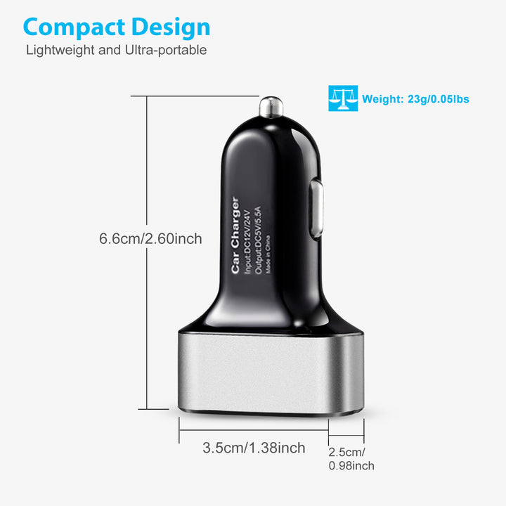 USB Car Charger 30W 5.5A 3 USB Port Cigarette Lighter Charger Adapter Image 6