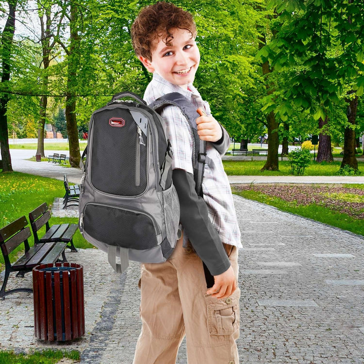 Unisex School Backpack Casual Travel Shoulder Bag Adjustable Straps Dual Water Bottle Pouch Image 6