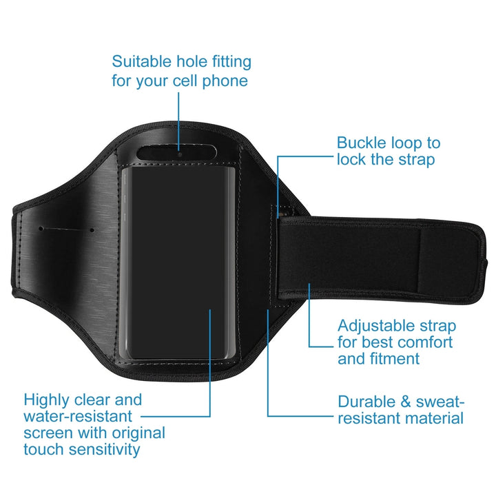 Adjustable Sweat Resistant Armband Case for iPhone 5 and Phones Under 4in - Black Image 2