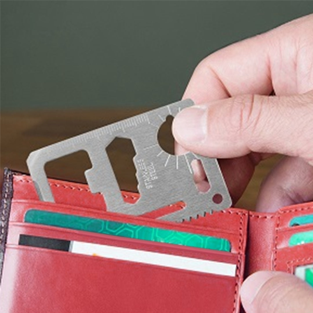 11 In 1 Stainless Steel Multi-tool Credit Card Wallet Portable Survival Pocket Tool Beer Can Opener Knife Fruit Peeler Image 3