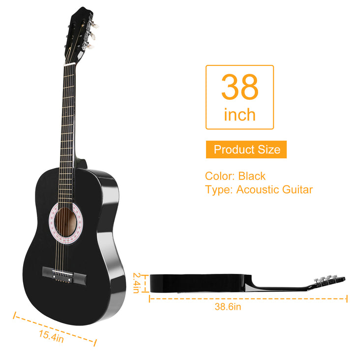 38in Acoustic Beginners Guitar with Guitar Bag Strap Tuner Extra String Set Kids Gift Image 4