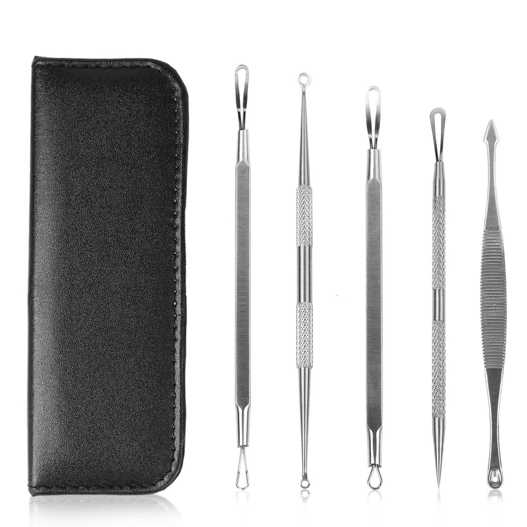 5Pcs Blackhead Remover Kit Pimple Comedone Extractor Tool Set Stainless Steel Facial Acne Blemish Whitehead Image 1