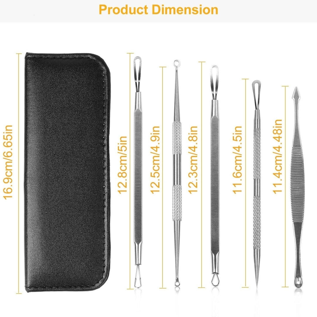 5Pcs Blackhead Remover Kit Pimple Comedone Extractor Tool Set Stainless Steel Facial Acne Blemish Whitehead Image 8