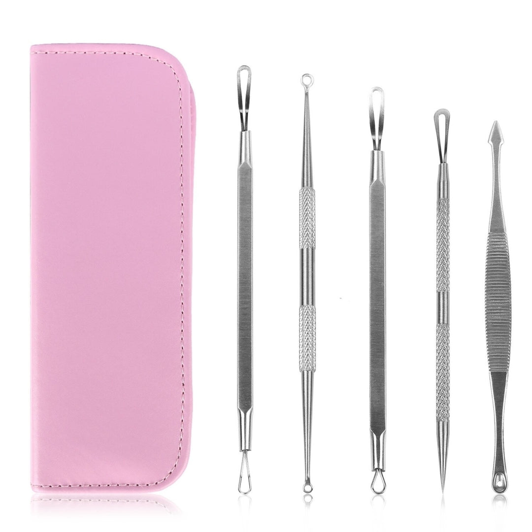 5Pcs Blackhead Remover Kit Pimple Comedone Extractor Tool Set Stainless Steel Facial Acne Blemish Whitehead Image 9