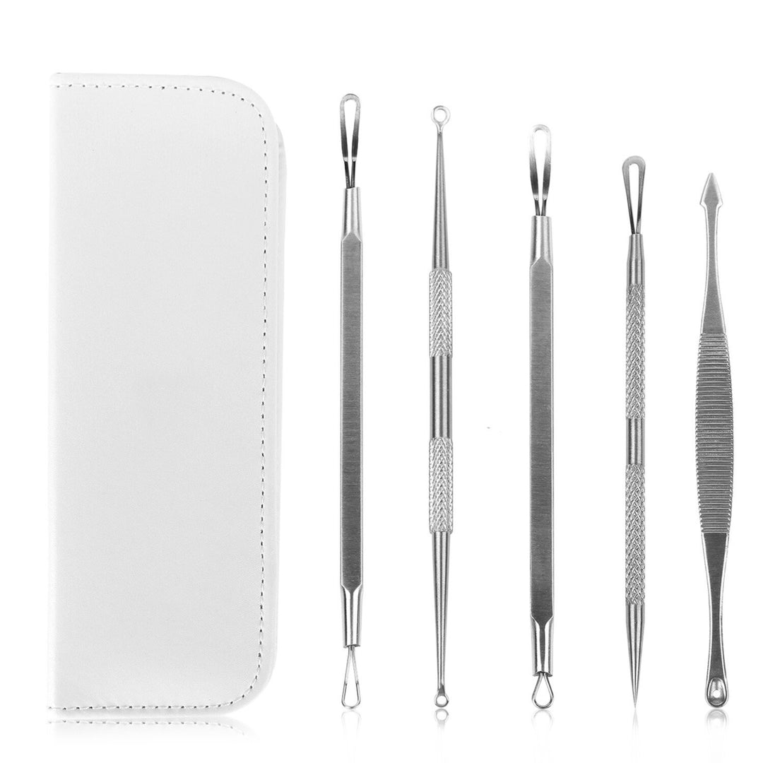 5Pcs Blackhead Remover Kit Pimple Comedone Extractor Tool Set Stainless Steel Facial Acne Blemish Whitehead Image 10