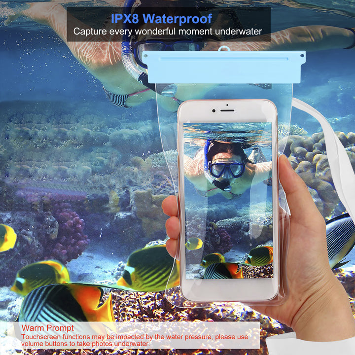 Universal Waterproof Phone Pouch IPX8 6in Dry Bag Underwater Lanyard Blue Image 4