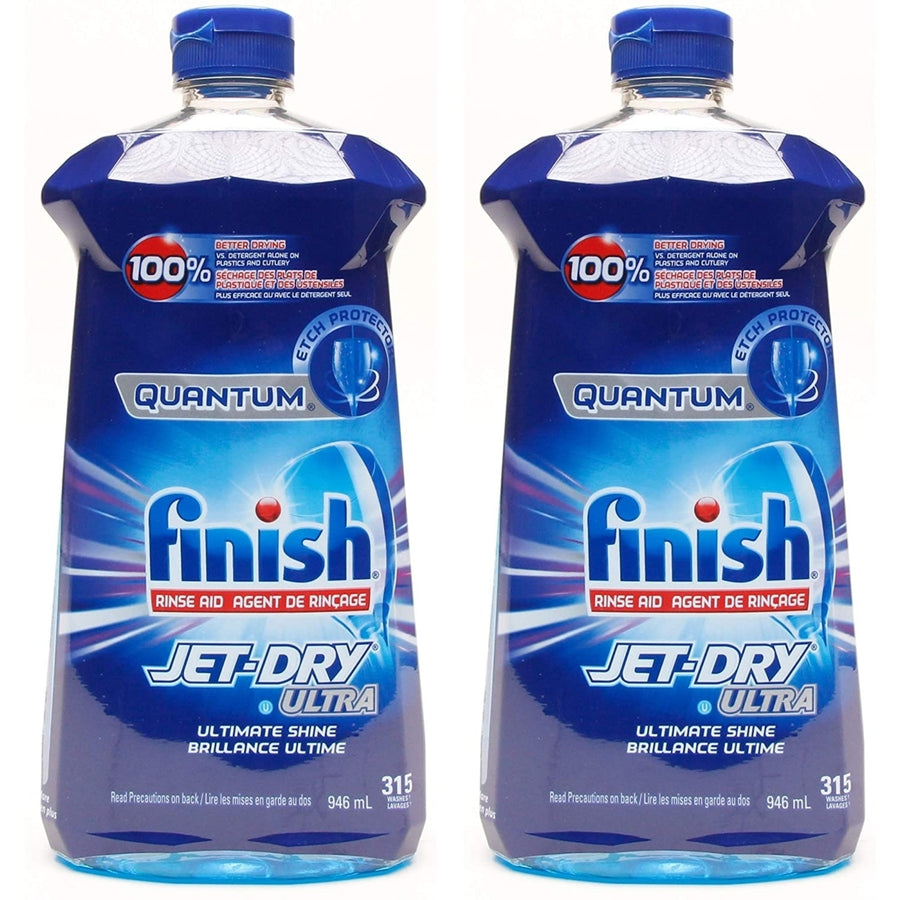 Finish Quantum Jet-Dry Ultra Dishwasher Rinse Agent315 Washes - 32 Fl Oz 946 mL x 2 Pack (630 Washes) Image 1
