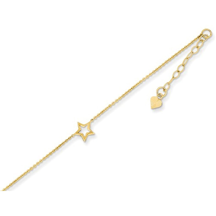 14K Yellow Gold Adjustable Star Anklet 9 Inches Image 1