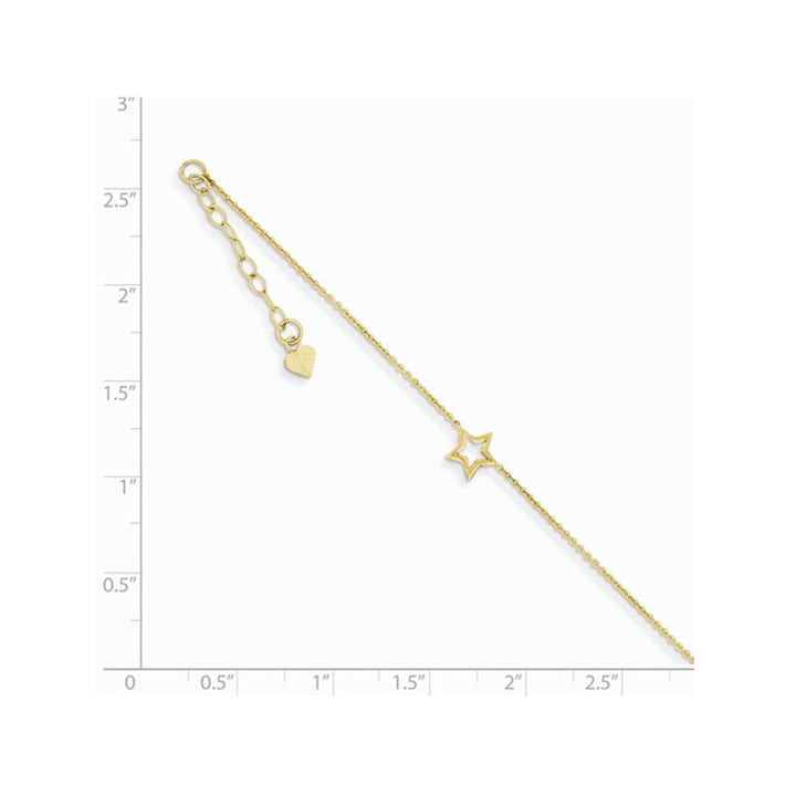 14K Yellow Gold Adjustable Star Anklet 9 Inches Image 3