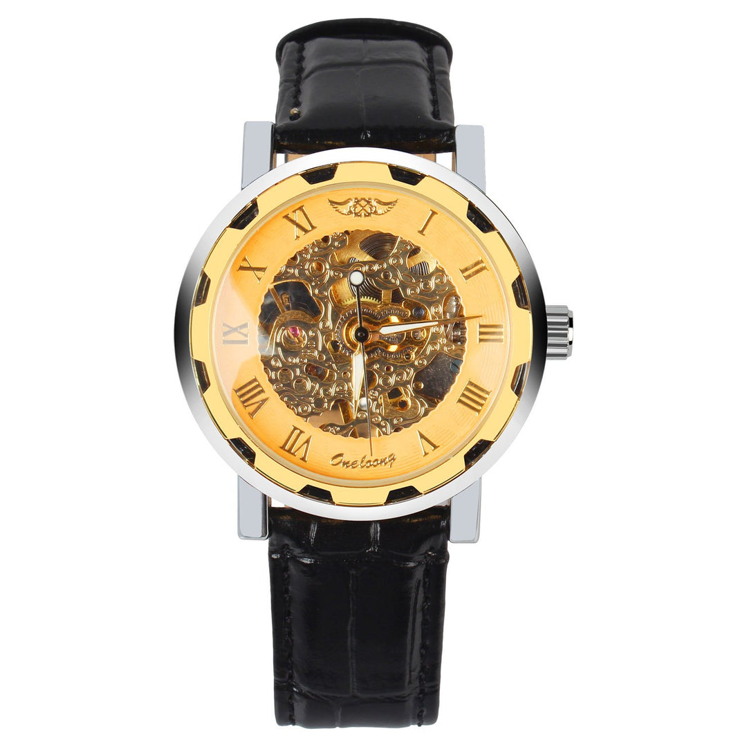 Gold Dial Skeleton Mechanical Watch Image 1