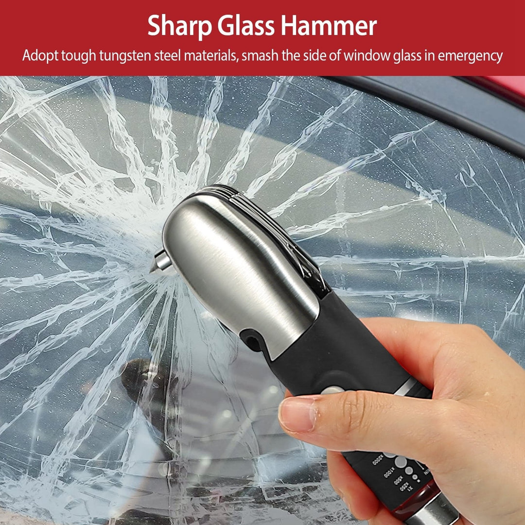 8 In 1 Multi Tool Hammer Zoomable LED Flashlight Emergency Auto Escape Tool Image 4