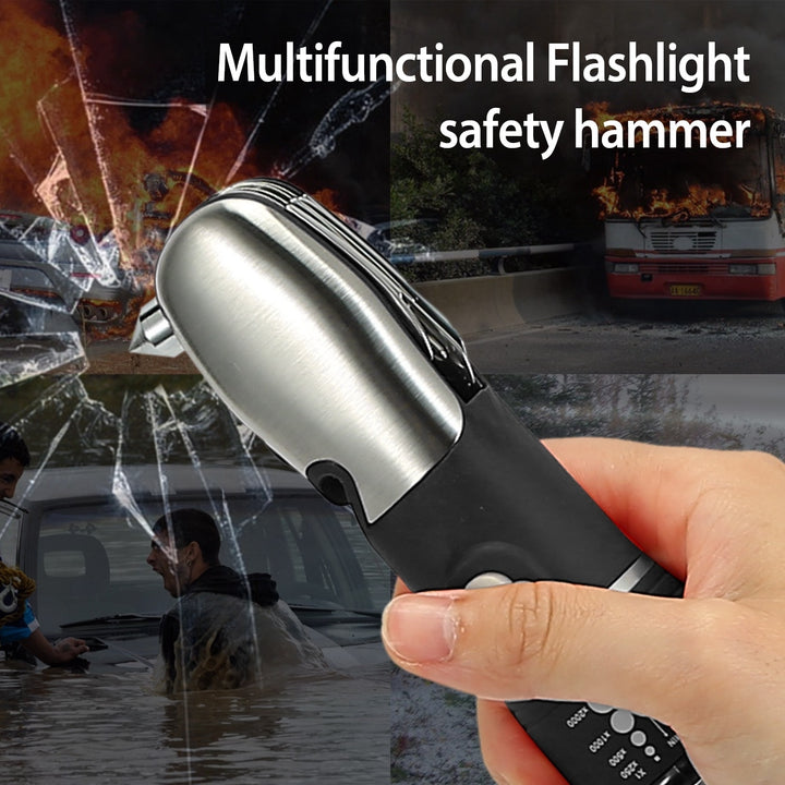 8 In 1 Multi Tool Hammer Zoomable LED Flashlight Emergency Auto Escape Tool Image 9