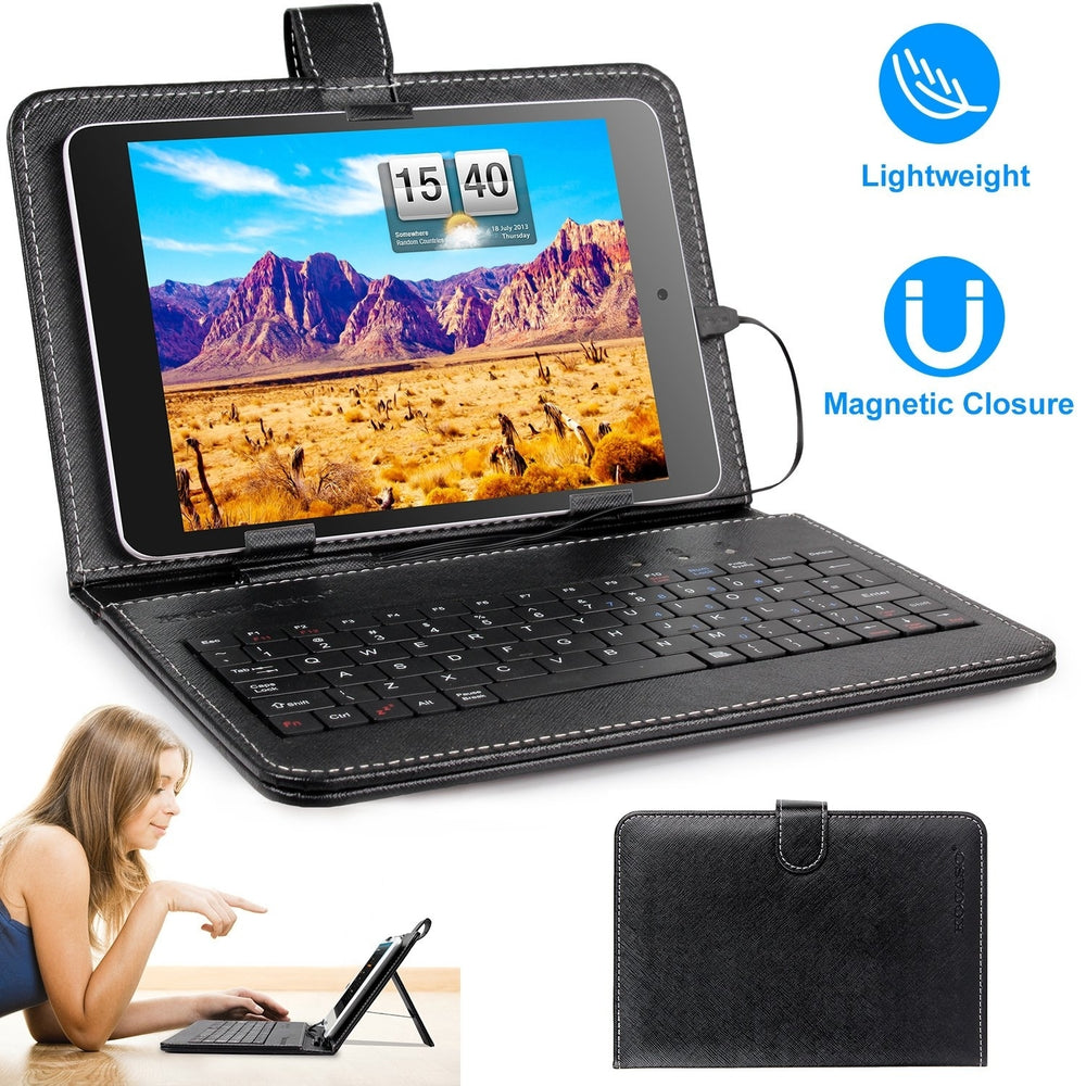 7.9in Protective Keyboard Case Keyboard PU Leather Back Stand Tablet Cover via USB 2.0 Cable Image 2