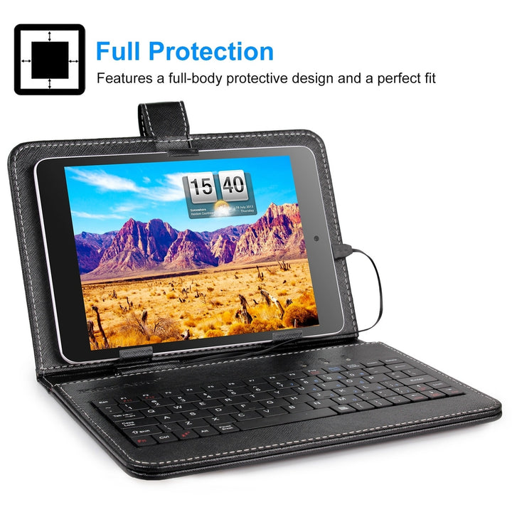 7.9in Protective Keyboard Case Keyboard PU Leather Back Stand Tablet Cover via USB 2.0 Cable Image 3