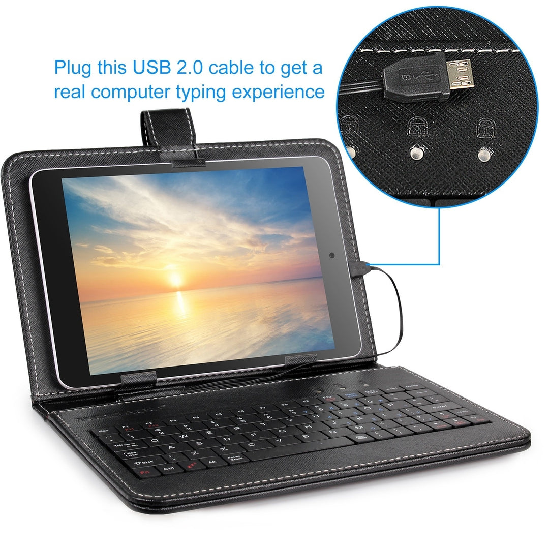 7.9in Protective Keyboard Case Keyboard PU Leather Back Stand Tablet Cover via USB 2.0 Cable Image 4